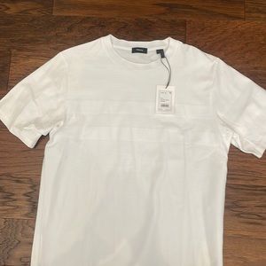 Theory shirt sleeve jersey shirt. NWT white and very lightly stripped. Large.